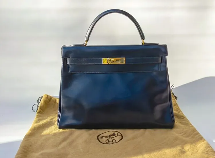 Original Hermès Handtasche Kelly bag bleu ansehen
