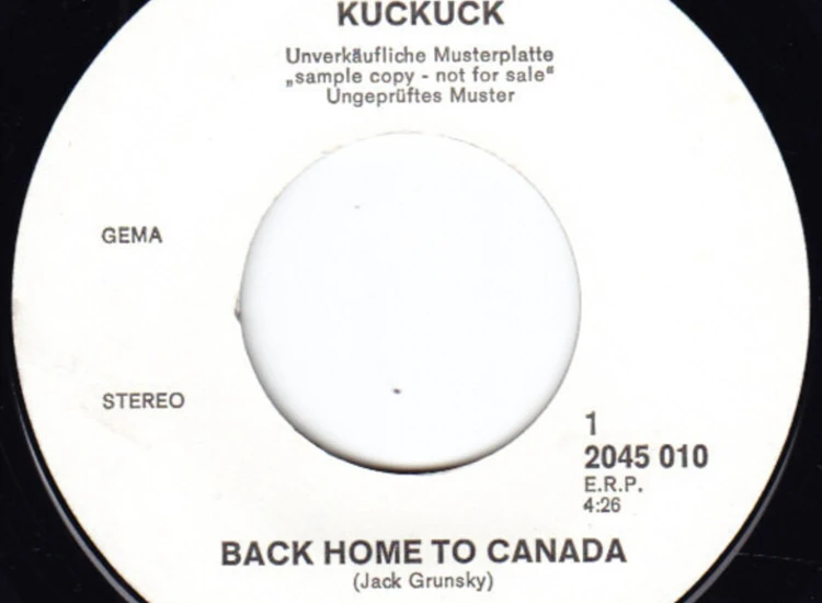 "Jack Grunsky - Back Home To Canada / Campfire (7"", Promo, Sin)" ansehen
